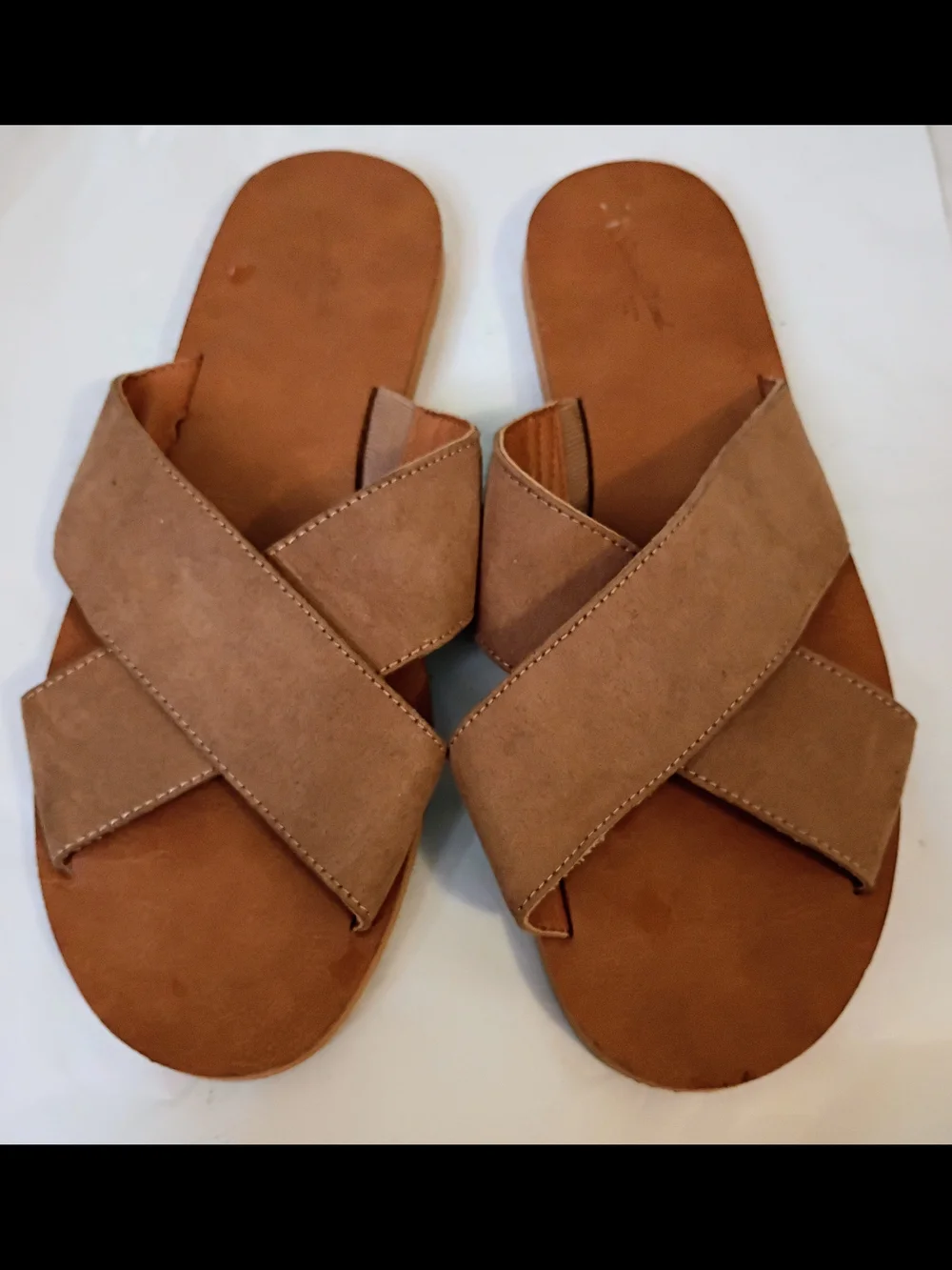 Universal Thread Tan Crossband Slide Sandals Size 10